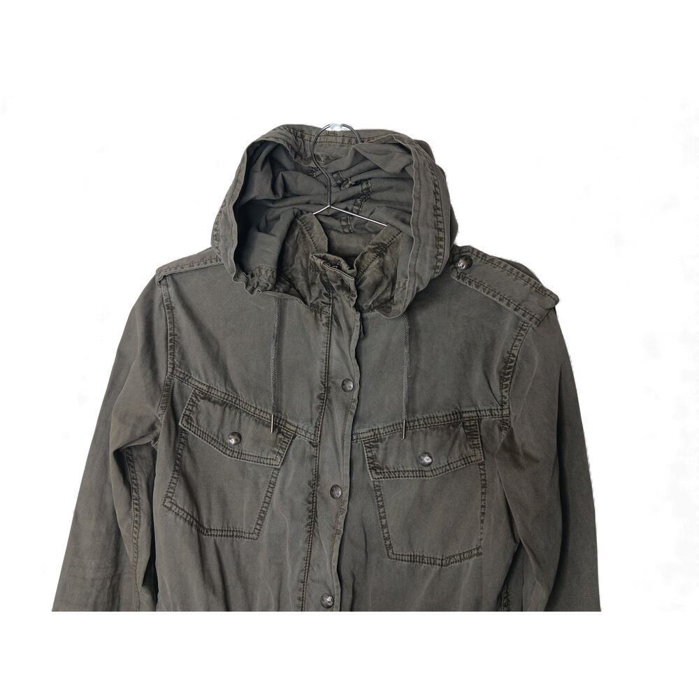 Talula Aritzia Utility Anorak Jacket Hooded Drawstring Olive Green Small Cotton - Picture 6 of 16